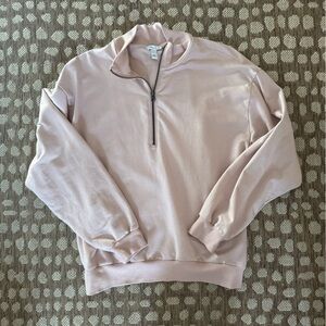 Daily Ritual Blush Pink Pullover Minimal Athleisure Quarter Zip Pump Cover